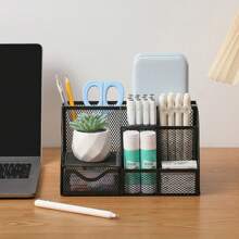 1pc Desktop Stationery Storage Rack, Multifunctional Office Supplies Storage Box, Simple Creative Stationery And Office Supplies Storage Rack For School, Office, Dormitory, Multi-Compartment Storage Box, Cosmetic Storage Box, Back To School Gift - Multicolor - View 9