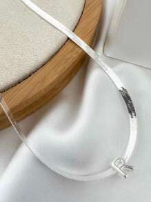 Laminated Ribbon Necklace With Initials, 18k Gold Plated And 925 Silver - Bạc - Xem 8