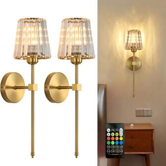 Modern Crystal Wall Lamps Home Decor Fixtures Minimalist Crystal Wall Sconces Decoration Fixtures Retro Crystal Wall Lights Luxury Home Decor 2000mAh RGB Colorful Stage Light Crystal Wall Lamps Black Gold For Living Room Bedroom Bedside Indoor Lighting Dining Room Hallway Lamp Aisle Coffee Shops Crystal Wall Lamps