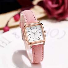 Square Ladies' Luminous Watch Simple & Delicate Women's Quartz Watch Women's Fashionable Simple Square Dial Wristwatch With Numerical Markers And Leather Strap Suitable For Daily Wear And Suitable For Birthday Gift, Anniversary Gift