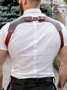 Men's Sexy Fashion Straps Pu Leather Sexy Men's Underwear Suspenders Gothic Body Shaping Straps Wear With Jeans For Everyday Wear Clothing Accessories