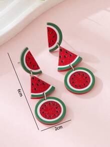 1 Pair Fashionable Women Watermelon Design Jewelry Earrings, Perfect Gift For Beach Vacation, Party