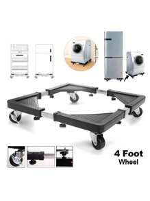 1 Piece Adjustable Mobile Support Base Refrigerator Washing Machine Furniture - Black 1 - View 10