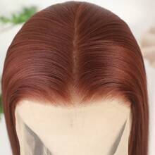 13X6 Platinum White Synthetic Lace Front Wigs 28 Inch Pre Plucked Long Straight Hair Wigs Glueless White Wigs Heat Resistant Fiber Hair Natural Halloween Wigs Platinum Blonde Lace Front Wigs For Women For Daily Christmas Party Cosplay Use - Reddish Brown - 查看 8