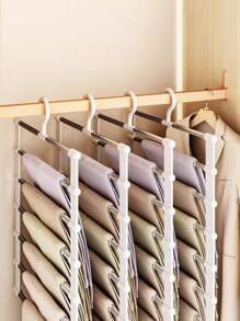 2pcs Stainless Steel Pants Rack, Multi-Layer Seamless Storage Pants Rack, Multifunctional Pants Rack, Cloud Ladder Hanging Pants Folding Pants Rack, Multi-Layer Folding Pants Hanger, Suitable For Wardrobe, Wardrobe Storage And Wardrobe Storage Pants Rack, Anti Slip, Can Store Pants, Jeans, Skirts, Scarves, Leggings