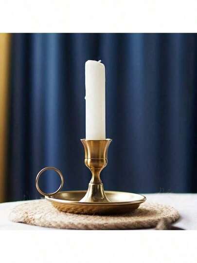 1pc/4pcs/6pcs Nordic Light Luxury Copper Candlestick, Wedding Party Dining Table Decoration Candle Holder, Birthday Party Couple Date Proposal Candlelight Dinner Candlestick Props, Bar Party Long Rod Candle Base, Halloween Christmas Decor