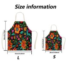 1 pieza Delantal de lino con estampado 3D de flores para cocinar en el hogar, uso de cocina y entusiastas de la cocina