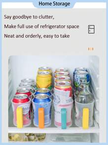 3 Packs Stackable Can Organizer Rack For Fridge - 4-Tier Transparent Beverage Storage Container With Comfort Handle (11''x4''x3'', 6oz) - Space Saving Soda/Beer/Cans Refrigerator Organizer Box, PP Material For Home/Office/Kitchen, Modern Minimalist Design, Perfect Gift For Christmas/New Year (Yellow/Blue/Orange)