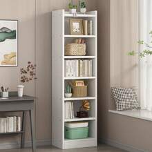 Estantería alta y estrecha, mueble alto y estrecho de 6 niveles, estantería angosta blanco, estantería alta y estrecha independiente para espacios pequeños - Blanco cálido - Ver 3