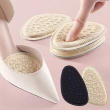 4pcs Set: 2pcs Beige Forefoot Pads, 2pcs Black Heel Grips, Non-Slip, Anti-Friction, Breathable Shock-Absorbing Half Size Up Insole Pads For High Heels And Sneakers