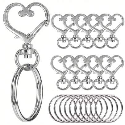 20/30/40/50/80pcs Heart Shaped Swivel Hooks With Keychain - Colorful Metal Spring Clasp, Suitable For DIY Crafts, Jewelry, Lanyards And Accessories - 4 Colors Zinc Alloy Lobster Clasp