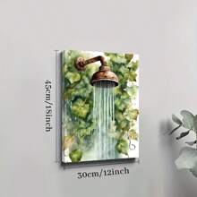 1pc Framed Canvas Poster, Floral Bathroom Shower Wall Art Canvas Paintings, Ideal Gift For Bedroom Living Room Corridor, Wall Art, Room Decoration