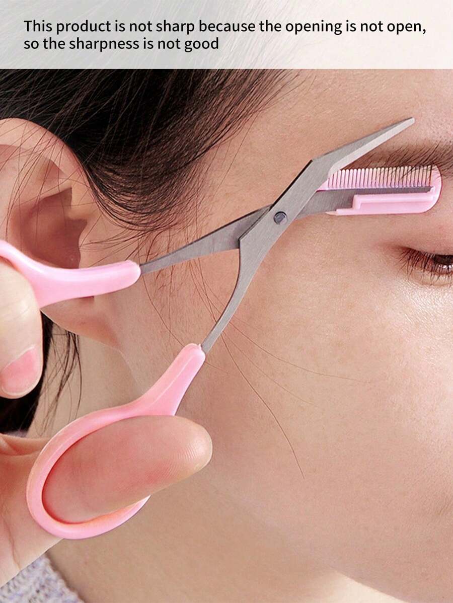 1 件男女通用眉毛剪刀梳，辅助眉毛梳剪刀，适合女性和男性，完美的眉毛修剪工具，可更好地控制长度，修剪眉毛，家庭美容小工具，带迷你梳子的剪刀脱毛，面部毛发 - 彩色 - 查看 1
