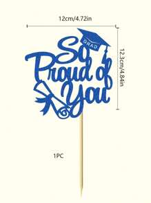 1pc "So Proud Of You" Graduation Cap, Diploma Certificate Paper Cake Topper, Graduation Theme Party Cake Decor Supplies - Multicolor - View 7