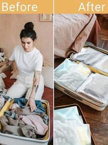 塑料可重复密封袋、磨砂可重复使用密封袋、旅行收纳袋、医院必备整理袋，可存放衣物、鞋子、旅行必需品、学习用品 - 無色 - 查看 3