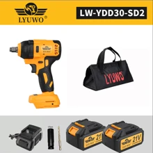 LYUWO LYUWO 21V Electric Tool Rechargeable Lithium Battery Electric Wrench Brushless 420N. M. The Maximum Output Is 520N M. The High Torque Wrench Is Suitable For Car Maintenance And Stage Bracket Maintenance. It Can Rotate Clockwise And Counterclockwise, With Adjustable Speed, Emergency Stop, Rotatable Hole, LED Light, Large Capacity Battery, And Efficient Operation. Gift Parts