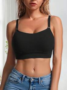 Women's Lingerie Sexy Wireless Underwear Bralette Seamless Women Bra Padded Sleep Tops U Shaped Back Sports Tube Top Breathable Crop Lingerie For Daily Wear Underwear - Black - View 2