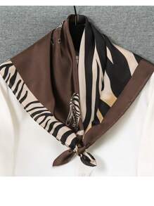 1 Stück modischer vielseitiger schwarz-weißer Tierprint 70cm kleiner quadratischer Schal/Schal, elegantes Damen Haaraccessoire, dekorativer Stirnband Turban Stirnband Schweißband