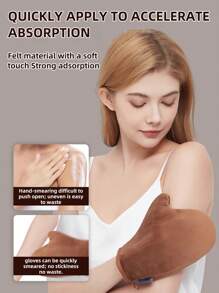 1pc Reusable Body & Face Self-Tanning Gloves, Double-Sided Lotion Applicator Mitt, Washable Self Tanning Gloves For Body Care Spa Tanning Oil Application, With Thumb And Velvet Lining - Multicolor - View 6