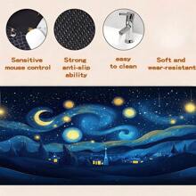 1 buc. Mouse Pad extins pentru jocuri, anti-alunecare, design cu model de artă cu cer înstelat, covoraș de birou durabil, cu margini cusute precise, potrivit pentru sporturi, computer și birou, covoraș de masă, covoraș pentru insulă