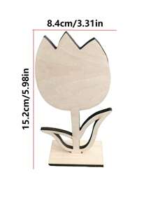 复活节家居餐桌装饰 - 1 套 4 件木质空心花饰，创意木制工艺品，天然木色