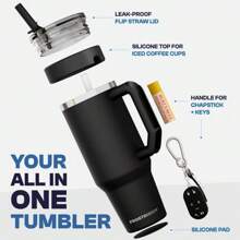 Thicc Buddy | Leak Proof - Double Wall Vacuum Sealed Tumbler - Handle Fits Lip Balm & Keys - Drinkware