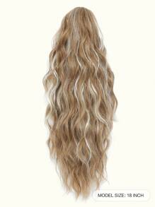 18" Ponytail Extension Claw Long Multi Layered Hair Fluffy Thick Water Wave Hair Jaw Clip In Fake Pony Tails Fake Hair Soft Natural Looking Synthetic Hairpiece For Women Rich Brown Blonde With Highlights Hair Extensions - 挑染金色 - 查看 2