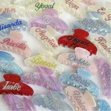 Customized Handmade Diamond-Studded Double-Sided Letter Acetate Hair Claw Clip, Personalized Name Anniversary High-Grade Crystal Hair Claw Wedding Gift,Durable,Colorful,Cute,Adorable,Funny,Kawaii,Y2K,Stylish,Unisex,Casual,Custom,Personalized,Unique,Customized,Ideal Gifts For Him,Ideal Gifts For Her,Her,Boyfriend,Girlfriend,Family,Friends,Children,For Anniversaries,For Valentine's Day,For Mother's Day,For Birthdays,For Children's Day,For Father's Day,For Graduation,For Weddings,For Housewarming