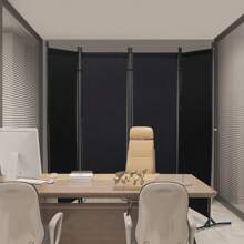 Faltbarer Raumteiler hoher Sichtschutz  Büro/Raumtrenner Schwarz - Schwarz - Übersicht 2