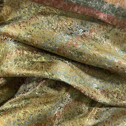 1 pieza de tela jacquard con textura floral, patrón floral danés, apropiada para coser ropa y decoración del hogar manualmente, Longitud: 91/274/457 cm, Ancho: 75 cm, Peso de la tela: 100 g/m²