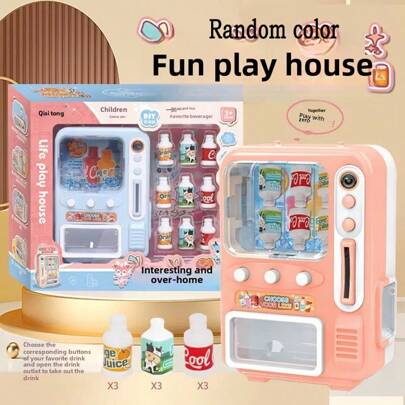 1 Piece, 13PCS/Set Mini Vending Machine, 5.3 X 3.5 X 9.4 Inches Cute Plastic Mini Toy Vending Machine With Games And Beverage Props, For Doll House Furniture Decoration (Random Color)