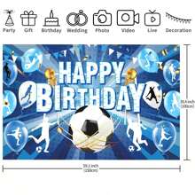 1pc Football Birthday Party Background Banner, Blue Football Happy Birthday Banner Large Sports Football Birthday Background Photo Booth Props Football Theme Birthday Party Decoration