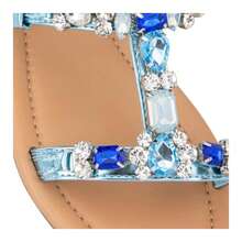 Women's Rhinestone Sandals Kit In Silver And Blue With Metallic Finish - 彩色 - 查看 4