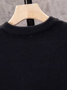 Men's Knitted Casual Loose Fit Sleeveless Sweater Vest - Black - View 7