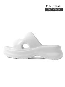 女士厚底挤压感拖鞋，EVA 时尚户外沙滩凉鞋，夏季高跟拖鞋 - 白色 - 查看 4