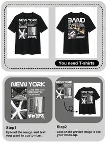 Camiseta personalizada para hombre, sube tu propia imagen/foto/arte/paisaje, texto/bendición/mensaje/eslogan/nombre personalizado, personalice su texto, nombre y bendición, camiseta de cuello redondo de manga corta, negra, para festival de música, uso familiar, regalo de San Valentín, regalo de aniversario, regalo para amigos, regalo festivo, tops de verano