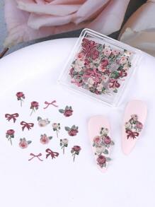 1盒3D可爱花朵春季美甲装饰Y2K蜜蜂雏菊玫瑰樱花花瓣混合设计木浆美甲饰品亮片DIY美甲装饰沙龙美甲用品 - 彩色 - 查看 20