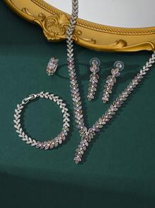 4Pcs Luxury Pearl Embroidery Ear Cuffs, Colorful Zirconia Millet Jewelry Set For Middle East Dubai Wedding/Party, Pakistani Saudi Arabian Bridal Accessories, Valentine's Day & Mother's Day Gift