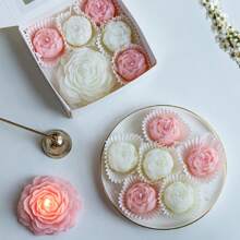 6 pièces Nouveau design Bougie parfumée fleur de pivoine, décoration de maison, cadeau d'anniversaire/fête des mères, mariage