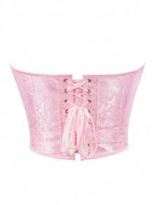 1件粉色无肩带胸衣，女士系带钢圈心形领露脐上衣