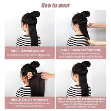 黑色卷曲直发夹接发全头 Yaki 直发夹接发 7 件卷曲直发合成接发 - 黑色 - 查看 9