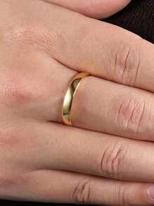 1pc Fashionable And Simple Bright Round Plain Ring 4MM Stainless Steel Ring Couple Ring Finger Ring, Suitable For Men And Women, Engagement And Wedding Ring - A - View 11