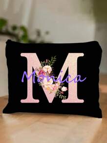 1pc Customized Cosmetic Bag Personal Tailor Lady Makeup Bags Wallet Rose Gold Initials A To Z Custom Name Pattern Toiletry Organizer Pouch Personalized Wedding Party Wash Bag - Multicolor - View 5