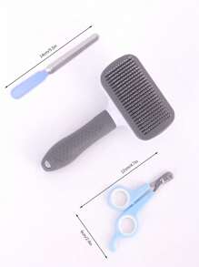 宠物美容护理套装：指甲钳、锉刀、刷子、宠物牙刷、多功能狗猫美容清洁工具包 - 灰色 - 查看 8