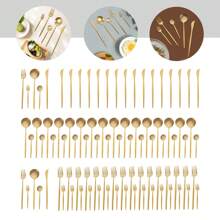 TFCFL 90PCS Gold Dinnerware Set, Gold Flatware Cutlery Set, Stainless Steel Utensils Set For Home Restaurant