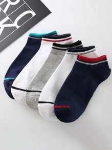 5 Pairs Men's Fashionable Sports Socks, Low-Cut Invisible Ankle Socks, Lightweight For Spring/Summer - Multicolor - View 7