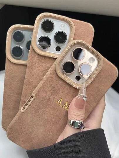 Personalized Customized Initials Name Phone Case Compatible With IPhone 17 16 15 14 13 12 11 Pro Max 17 Air Luxury Suede PU Leather Soft Back Cover 16 15 14 13 12 11 Pro Max 3D DIY Engraved Letters Birthdays Festival Gifts,Boyfriend,Girlfriend,Family,Friends,Grandparents,Couple