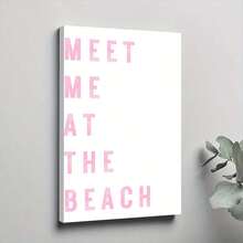 1pc Framed Canvas Poster, Meet Me At The Beach Wall Art Canvas Paintings, Ideal Gift For Bedroom Living Room Corridor, Wall Art, Room Decoration