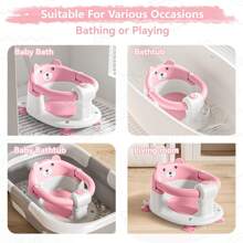 Baby Bath Seat For Babies 6 Months & Up, Toddler Bath Seats For Babies Sitting Up, Non-Slip Infant Bath Tub Chair With 4 Suction Cups & Soft Cushion For Shower, Compact Toddler Bathtub Seat - Pink - View 6