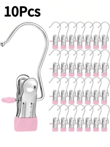 20Pcs/10Pcs/5Pcs Simple Stainless Steel Hook Clip, Multifunctional Single Hook Clip For Pants, Skirts, Drying Windproof Hook Clip, Household Space Saving Organizer For Bedroom, Closet, Wardrobe, Home, Dorm